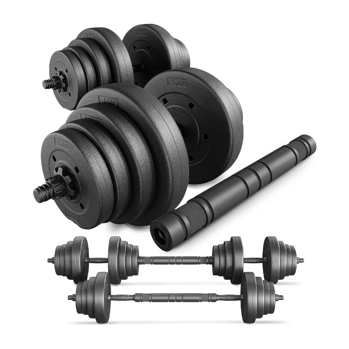 TREX SPORT Hantelset Kurzhanteln 2er Set 2x20kg | 40kg Dumbbell Hanteln Set, Kurzhantel Set mit Verbindungsrohr, Langhantel mit rutschfeste Griffe
