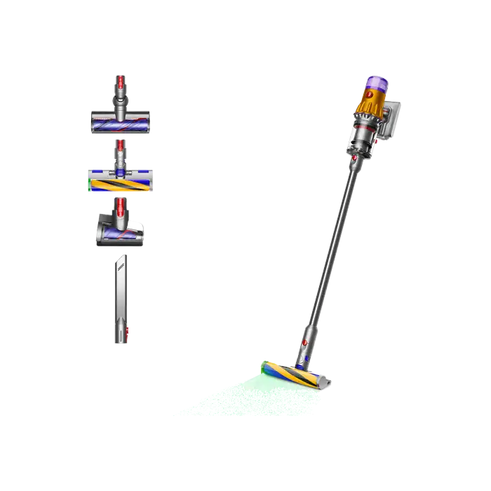 Aspirador escoba - Dyson V12 Detect Slim Absolute, Potencia succión 150 AW, Inteligente y Ligero, 60 min, Pantalla LCD, Tecnología Láser
