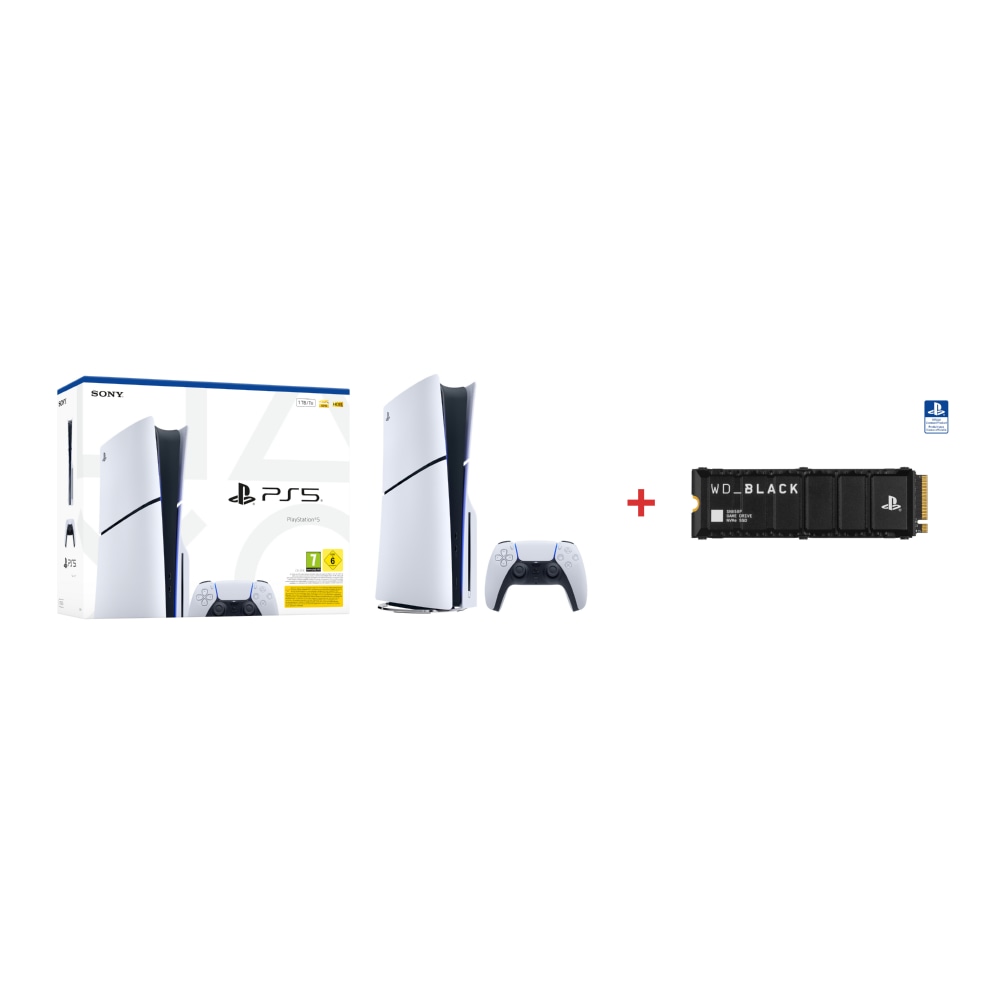 SONY PlayStation®5 - 1TB Spielekonsole Weiß und 2 TB Gaming SSD WD_BLACK SN850P NVMe™ mit Heatsink für PS5 Konsolen™ Bundle